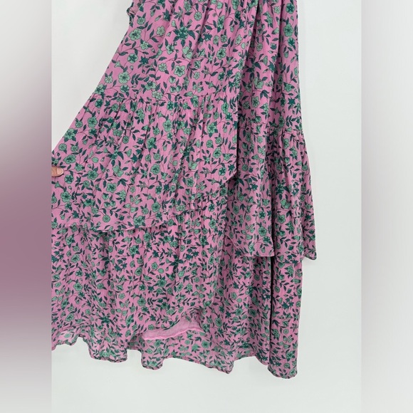 Banjanan Frances Tiered Midi Wrap Skirt Audrey Sprig Purple Pink‎ Floral XS - Picture 6 of 9